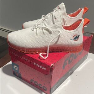 FOCO Miami Dolphins White and Orange Sneakers